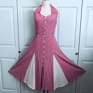 Vintage ‘50s Vibe Summer Rockabilly Pin Up Swing Halter Dress Sz Medium